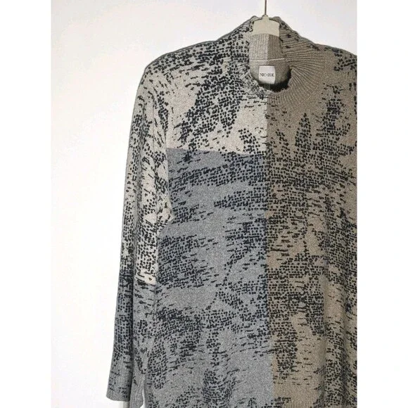 NIC + ZOE Cozy Up Stamped Sweater Sz XL Neutral Mock Neck Comfy Super Soft Lagen - Picture 2 of 10